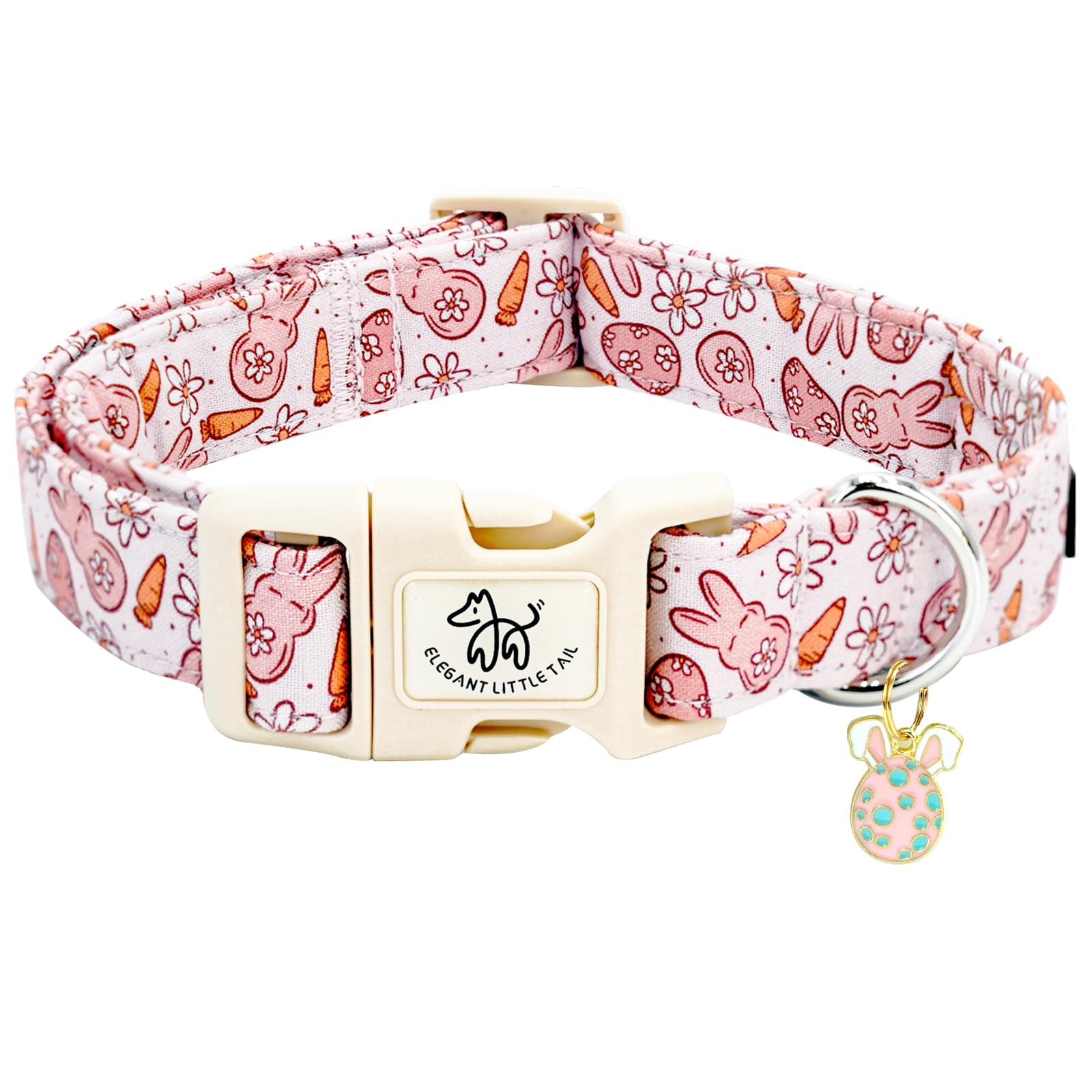 Foto 2 pulgar | Collar Para Perro, Elegante Rabita, Estampado De Conejito De Pascua, Algodón Rosa - Venta Internacional.
