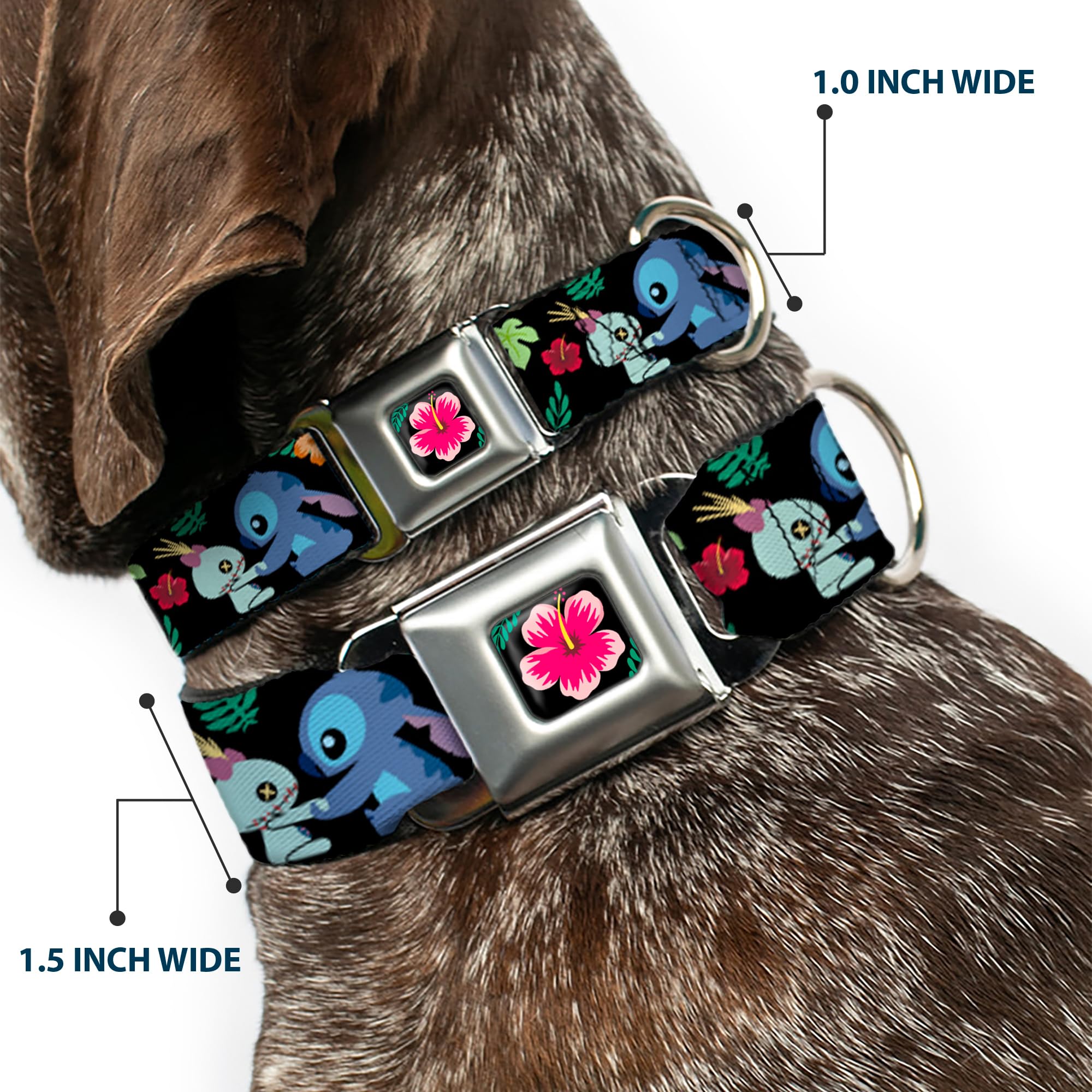 Foto 3 pulgar | Collar Para Mascotas Con Hebilla Disney Stitch Scrump Tropical Flora - Venta Internacional.
