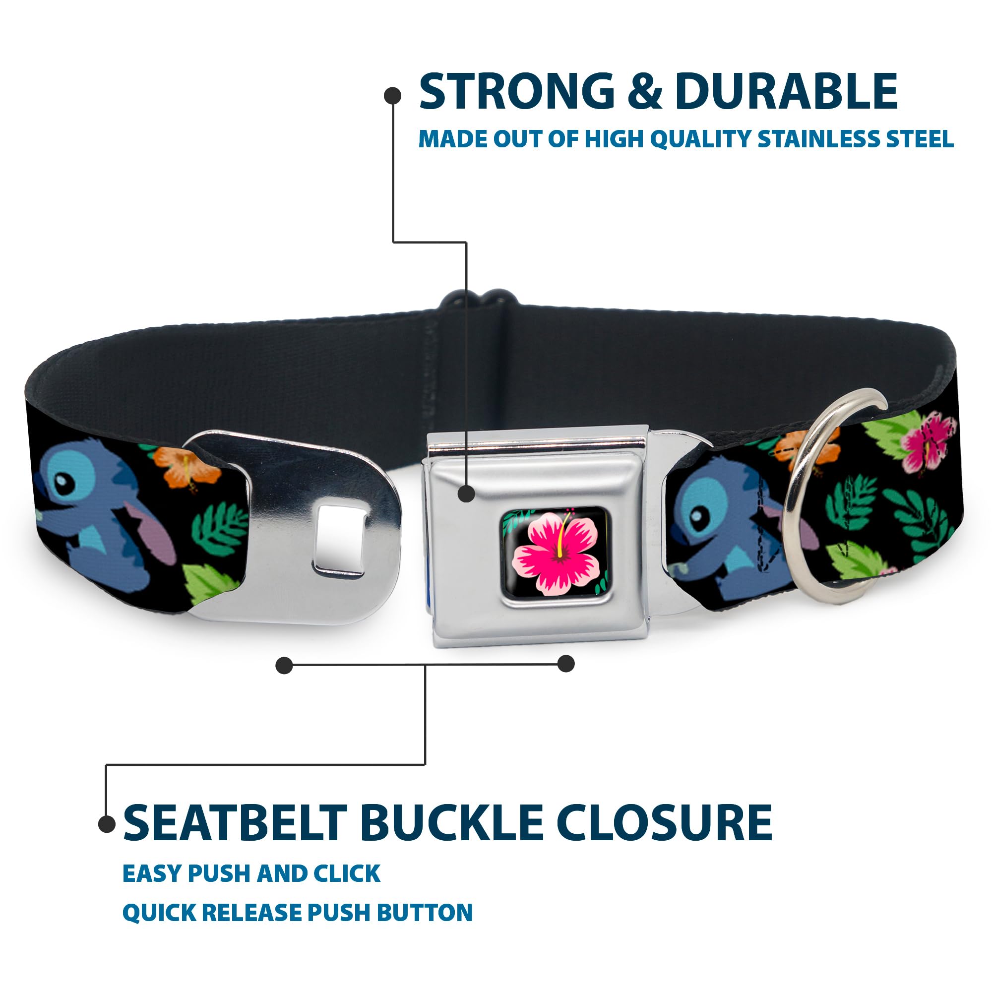 Foto 5 pulgar | Collar Para Mascotas Con Hebilla Disney Stitch Scrump Tropical Flora - Venta Internacional.