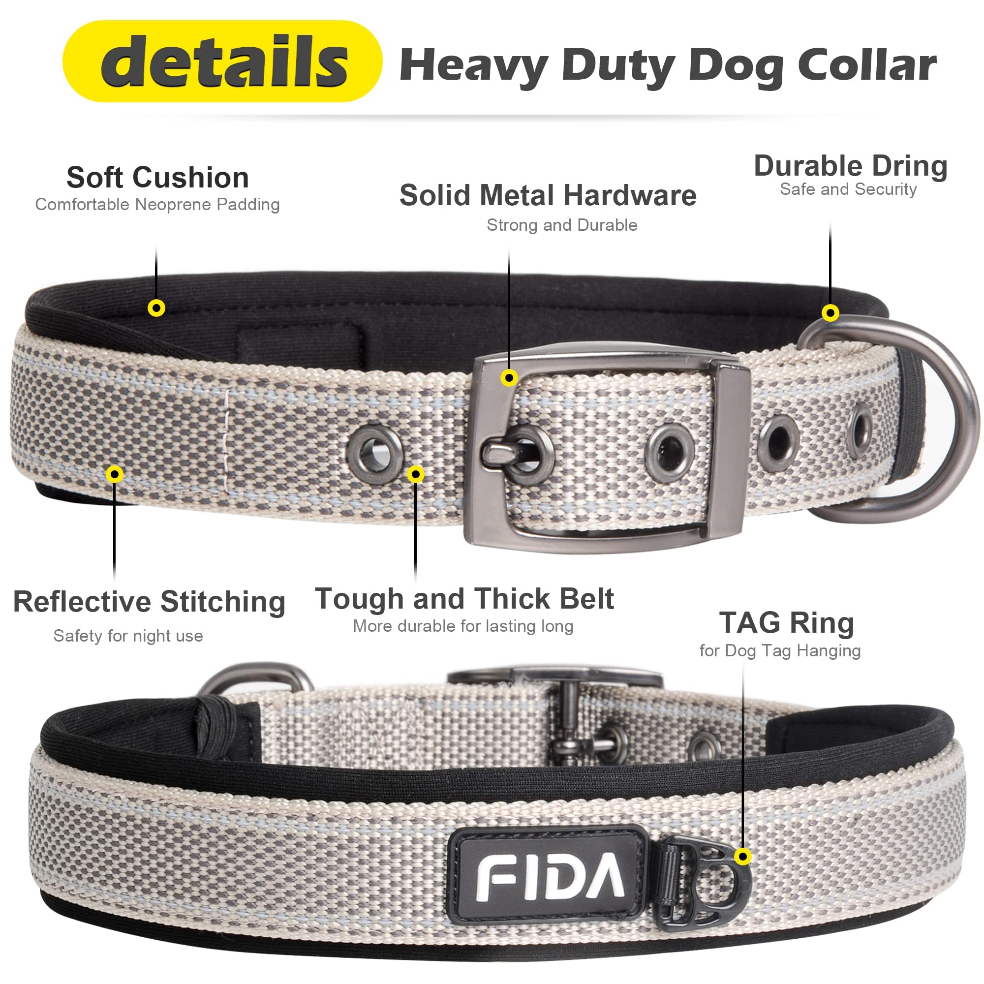 Foto 4 pulgar | Collar Para Perros Fida Heavy Duty, Acolchado De Neopreno, Para Razas Medianas - Venta Internacional.