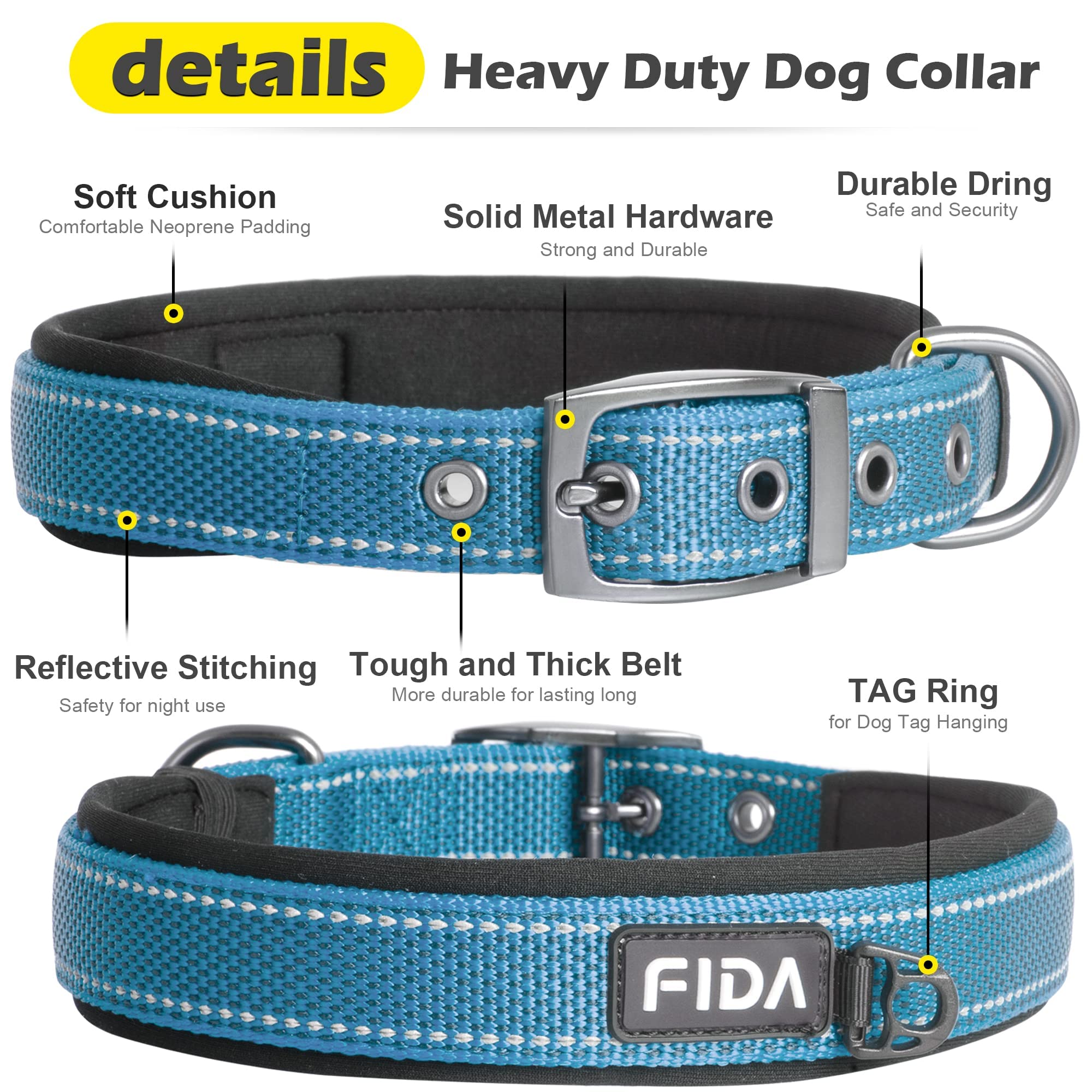 Foto 4 pulgar | Collar Para Perros Fida Heavy Duty, Acolchado De Neopreno, Para Razas Medianas - Venta Internacional.