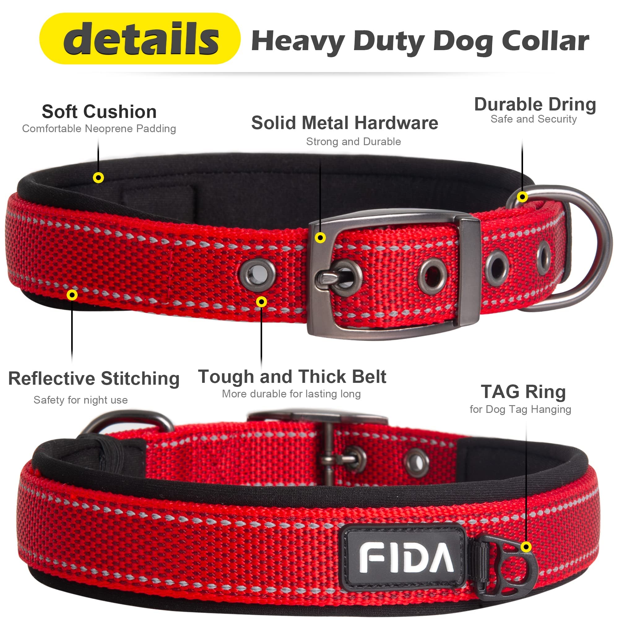 Foto 4 pulgar | Collar Para Perro Fida Heavy Duty, Ultracómodo, Acolchado De Neopreno - Venta Internacional.