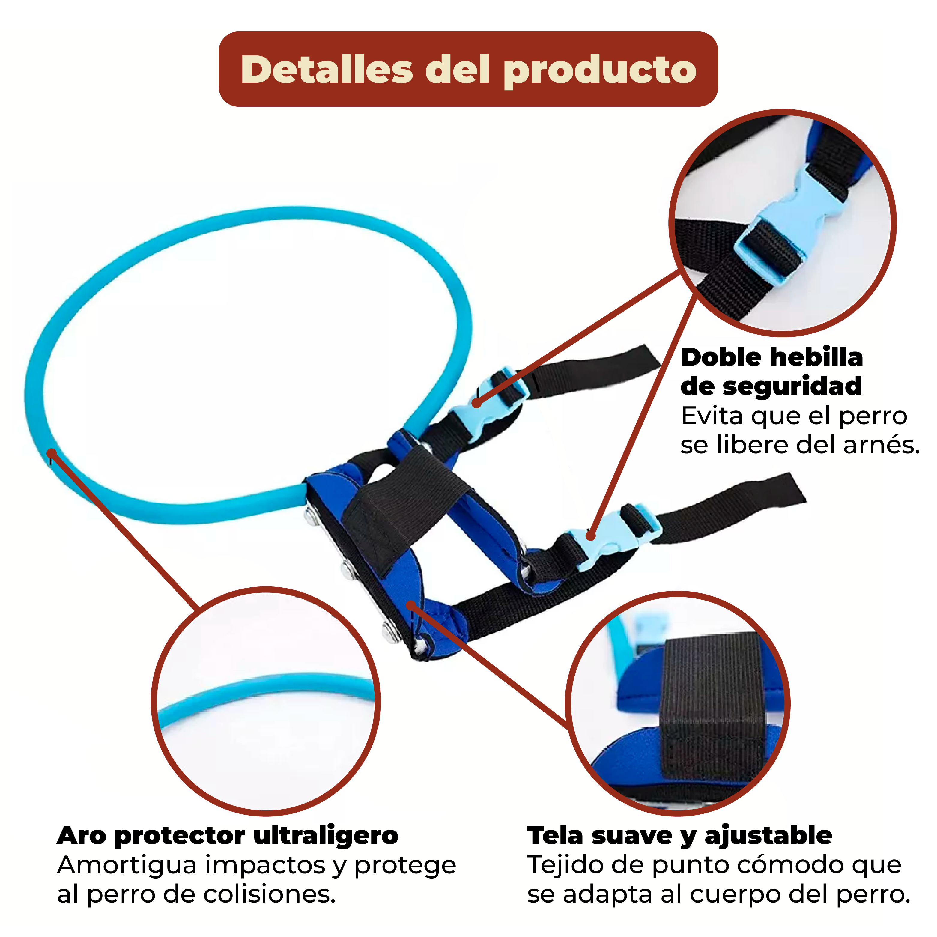 Foto 6 pulgar | Arnés Anticolisión Protector Para Perros Ciegos Talla Xs