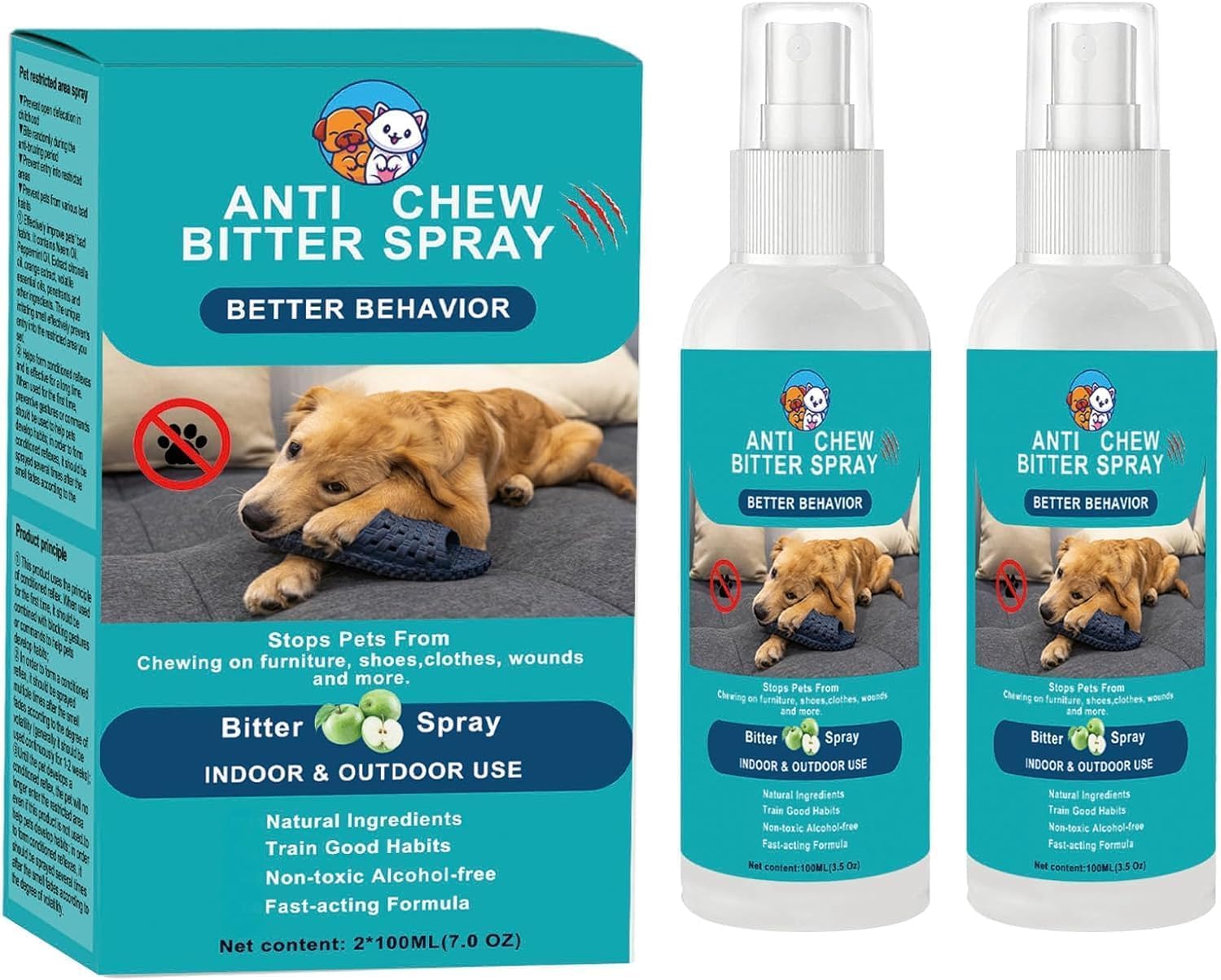 Foto 2 pulgar | Spray Antimasticable De Té Santo No Masticable Para Perros, 2 X 100 Ml, 200 Ml - Venta Internacional.