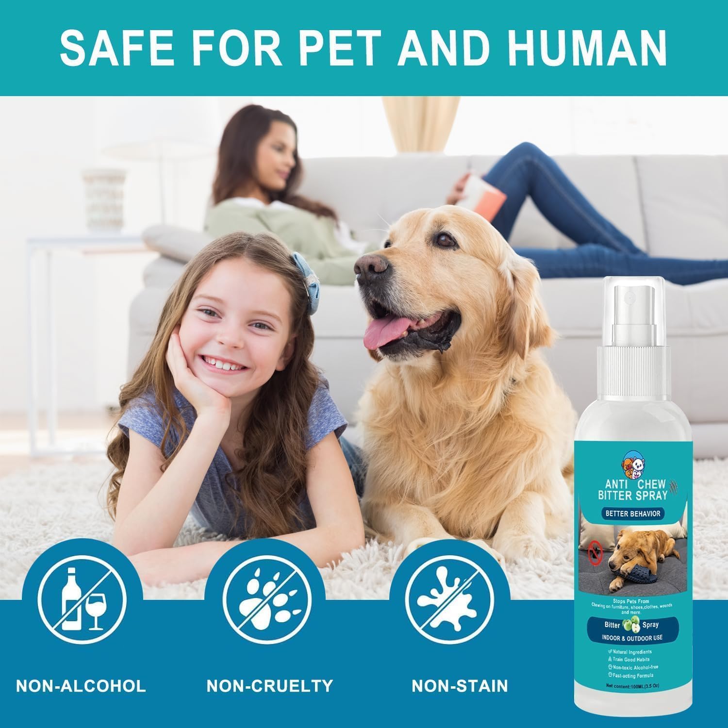 Foto 5 pulgar | Spray Antimasticable De Té Santo No Masticable Para Perros, 2 X 100 Ml, 200 Ml - Venta Internacional.