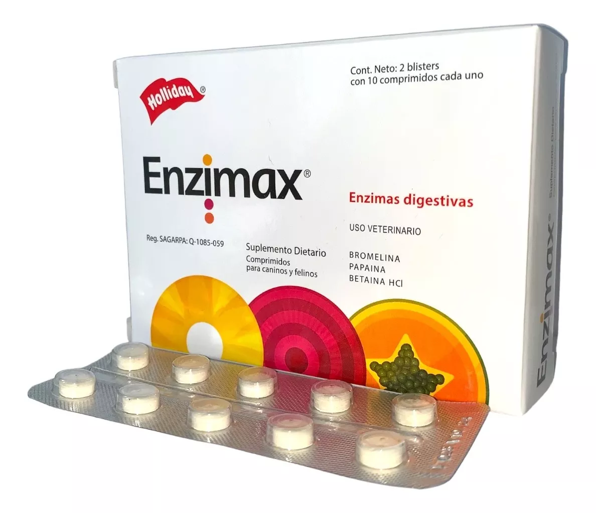 Foto 3 pulgar | Enzimax Holliday 20 Tabs Enzimas Digestivas Perro Gato
