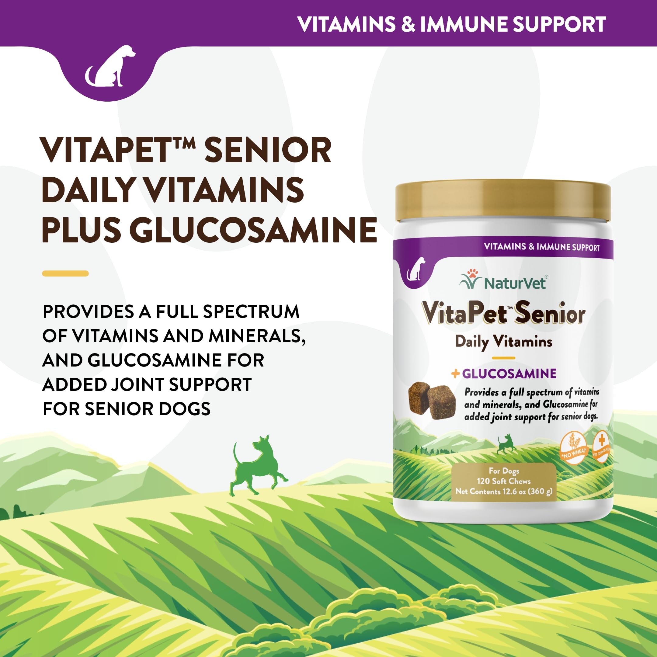 Foto 3 | Suplementos para Perros NaturVet Vitapet Senior con Glucosamina 120 Masticables - Venta Internacional