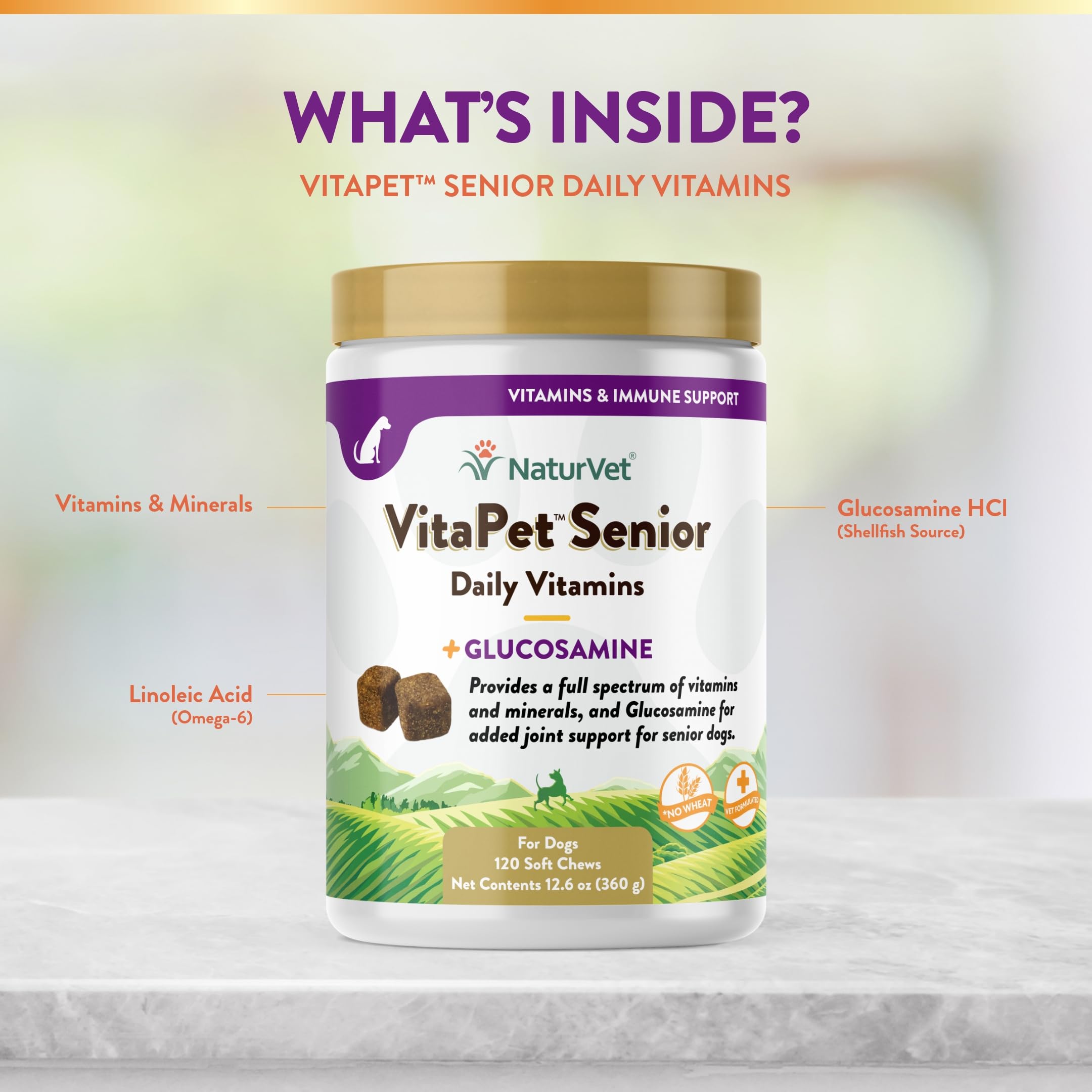 Foto 5 | Suplementos para Perros NaturVet Vitapet Senior con Glucosamina 120 Masticables - Venta Internacional