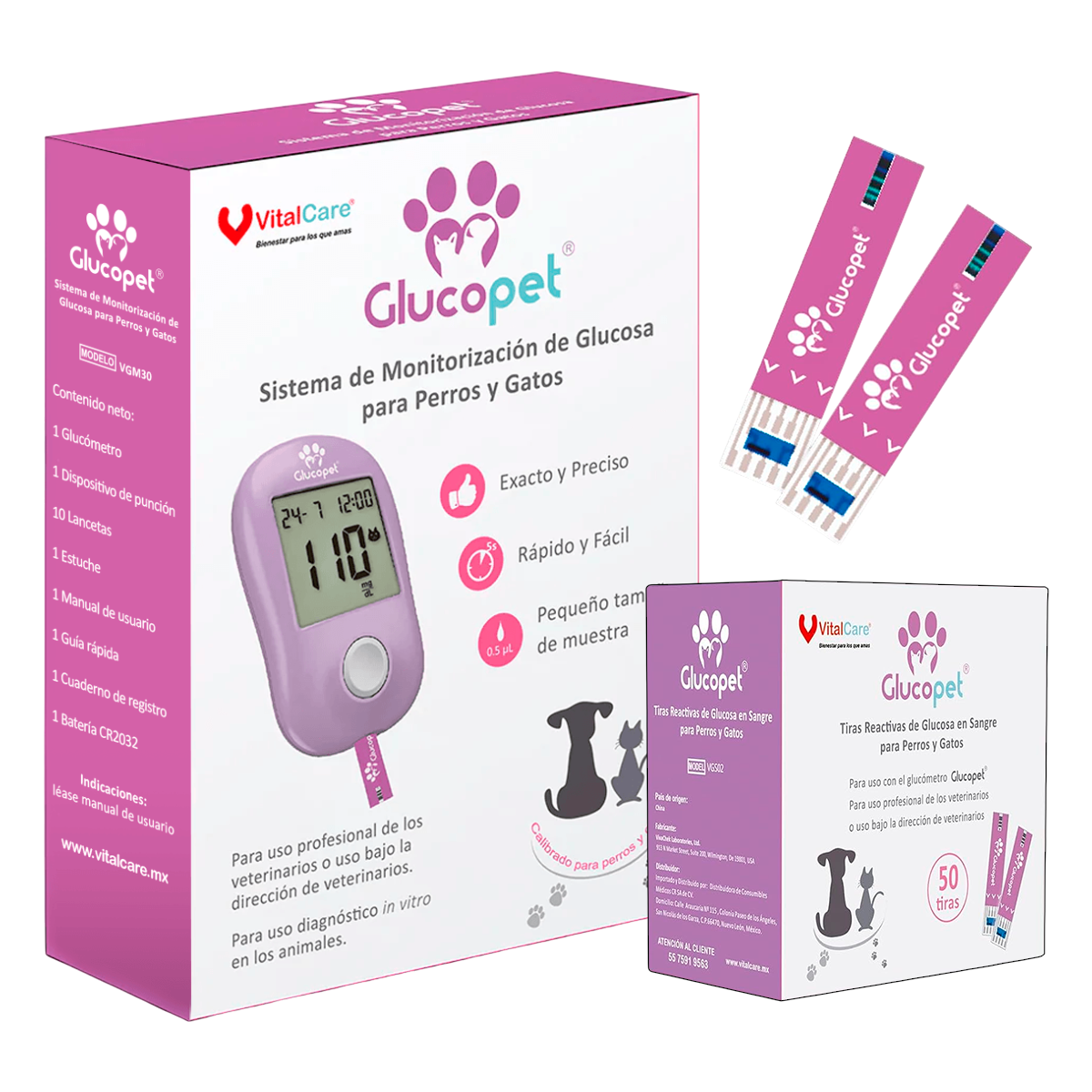 Foto 1 | Kit Glucómetro Veterinario Glucopet + 50 Tiras Reactivas | Exclusivo Para Perros Y Gatos