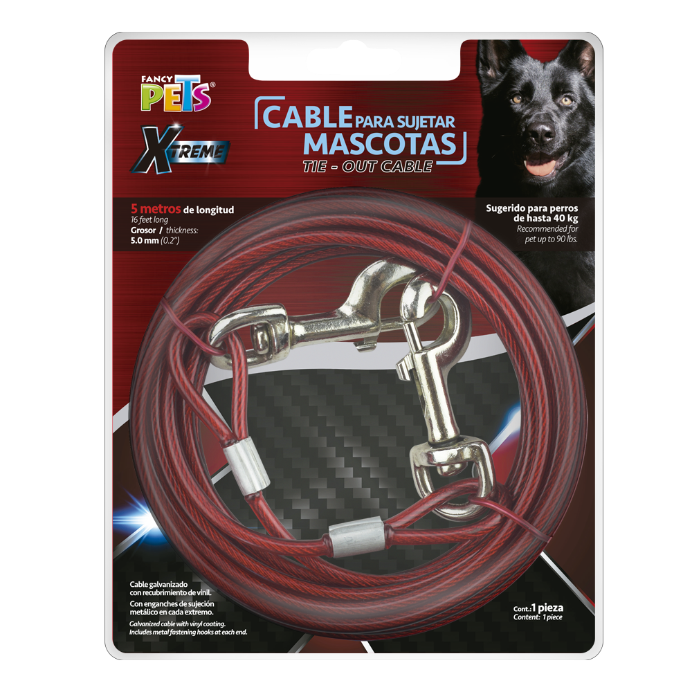Cable Galvanizado Fancy Pets FL9119 Rojo para Sujetar Perros 5 m
