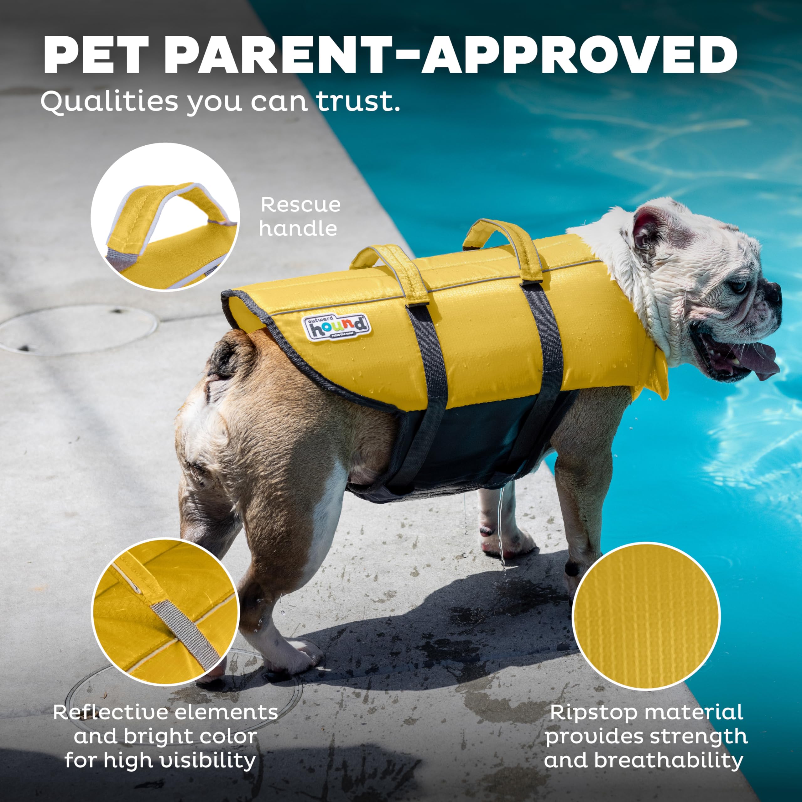 Foto 6 pulgar | Chaleco Salvavidas Para Perros Outward Hound Granby Splash Yellow Xs - Venta Internacional.
