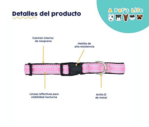 Foto 3 pulgar | A Pets Life Collar Reflejante Con Interior De Neopreno Acolchonado Para Perro, Talla S. (rosa)