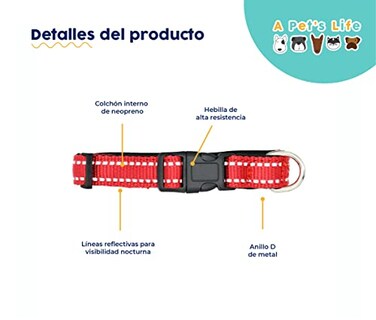 Foto 2 | A Pets Life Collar Reflejante Con Interior De Neopreno Acolchonado Para Perro, Talla M. (rojo)