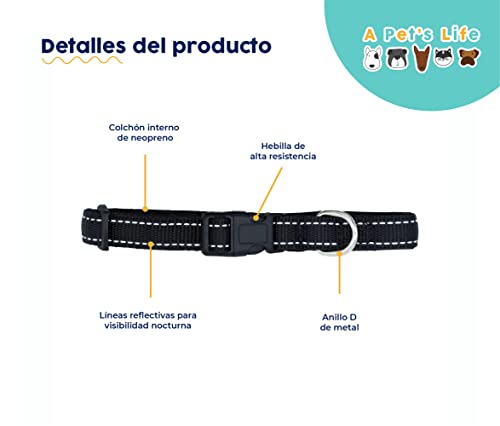 Foto 3 pulgar | A Pets Life Collar Reflejante Con Interior De Neopreno Acolchonado Para Perro, Talla M. (negro)