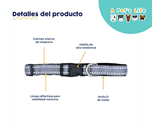 Foto 3 pulgar | A Pets Life Collar Reflejante Con Interior De Neopreno Acolchonado Para Perro, Talla S. (gris)