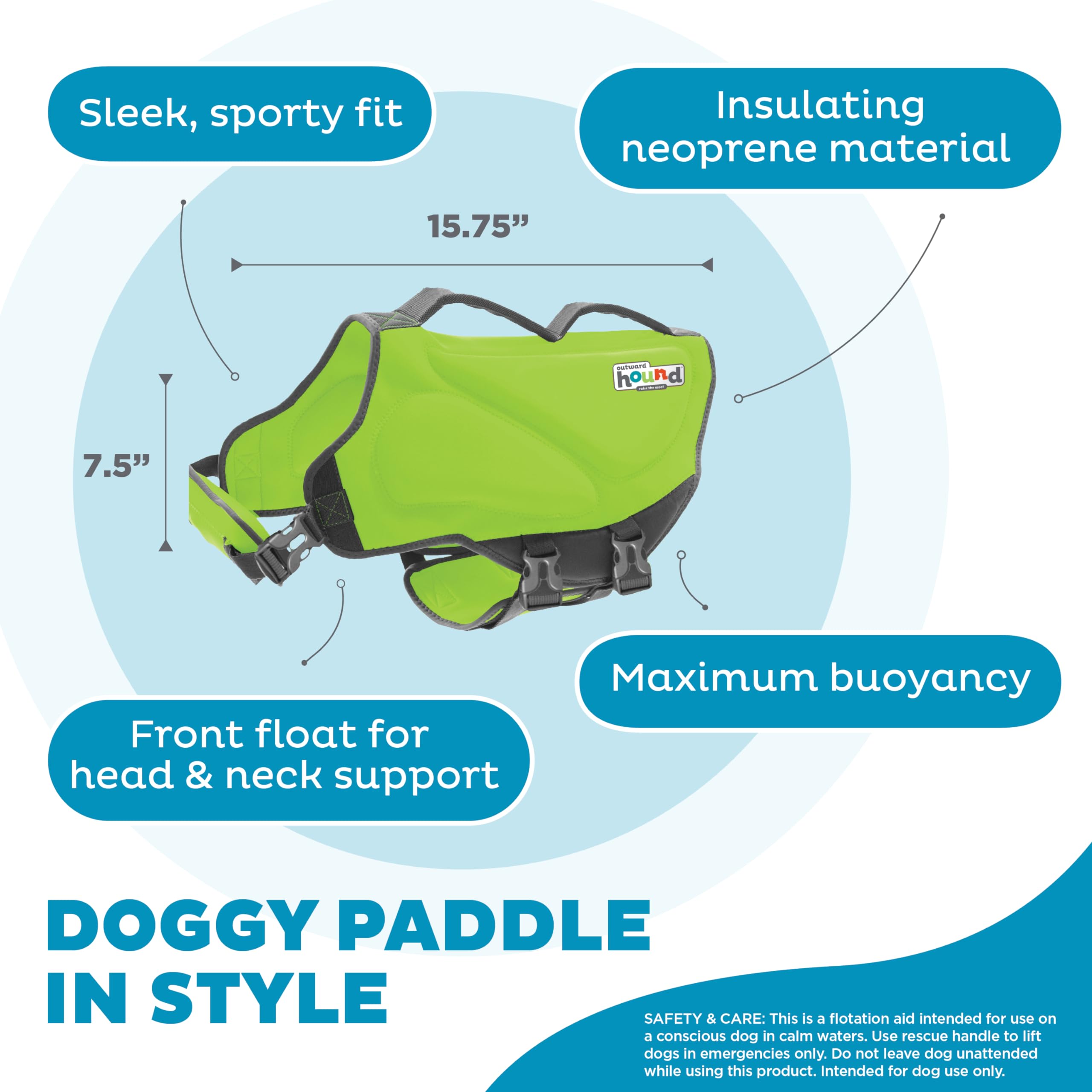 Foto 5 pulgar | Chaleco Salvavidas Para Perro Outward Hound Dawson, Verde, Talla L - Venta Internacional.