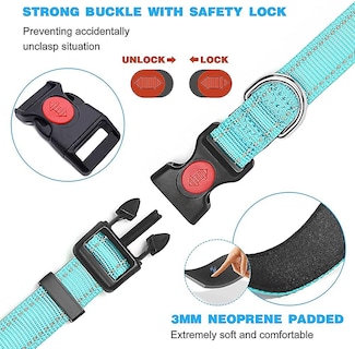 Foto 2 | Collar Para Perro Acolchado Reflectante Con Neopreno Suave Haapaw +1,5 M L - Venta Internacional.