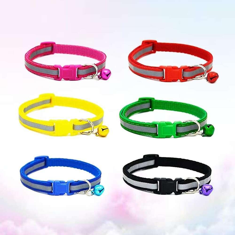 Juego De Collares Para Mascotas Kawaii Reflective, 6 Unidades, Con Campana Para Mayor Seguridad - Venta Internacional.