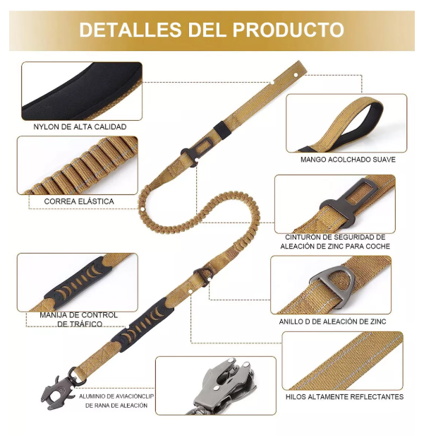 Foto 3 pulgar | Correa Xtellar Cinturón De Seguridad Para Perro Grande Reflectante  Modelo Caqui
