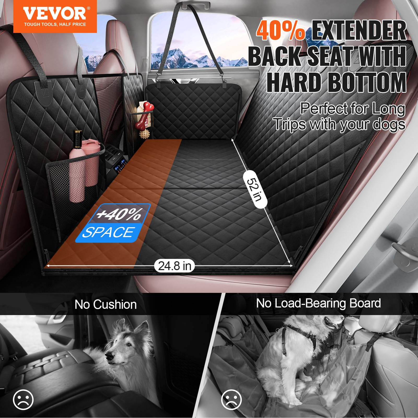 Foto 3 pulgar | Extensor De Asiento Trasero Para Perros Vevor, Funda De Asiento De Coche Con Fondo Duro - Venta Internacional.