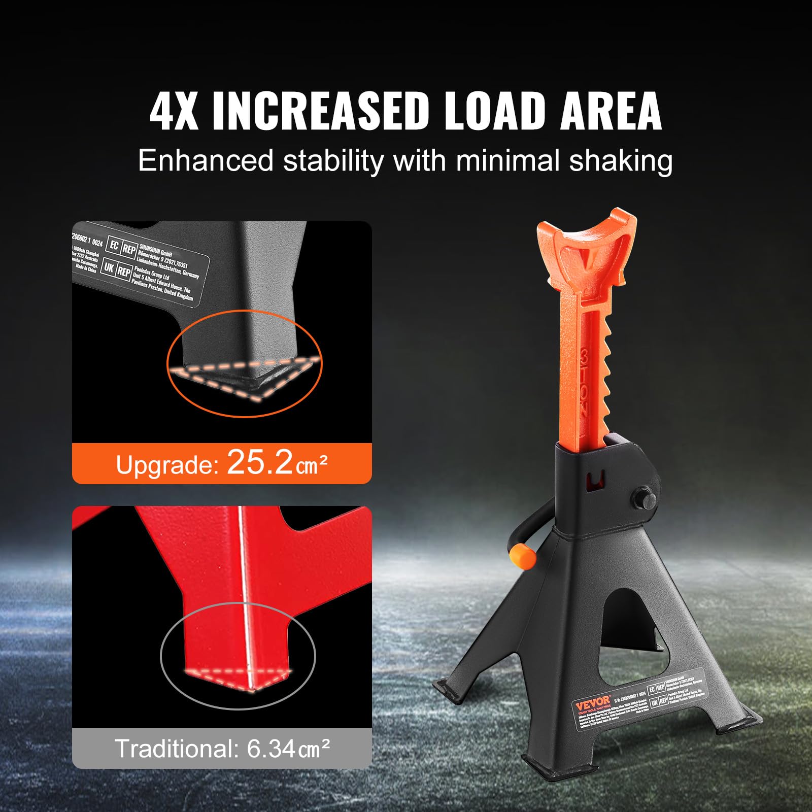 Foto 4 pulgar | Jack Stands Vevor De 3 Toneladas (6.000 Libras) De Capacidad Para Coche - Venta Internacional.