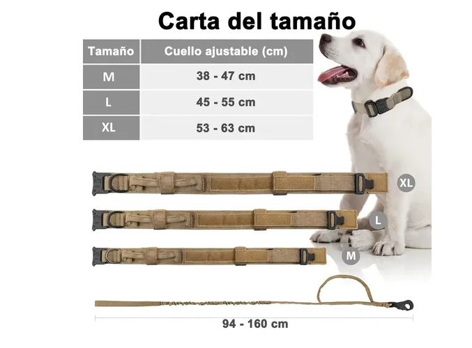 Foto 4 pulgar | Collar Xtellar Táctico De Perro Hebilla Metálica Ajustable+correa