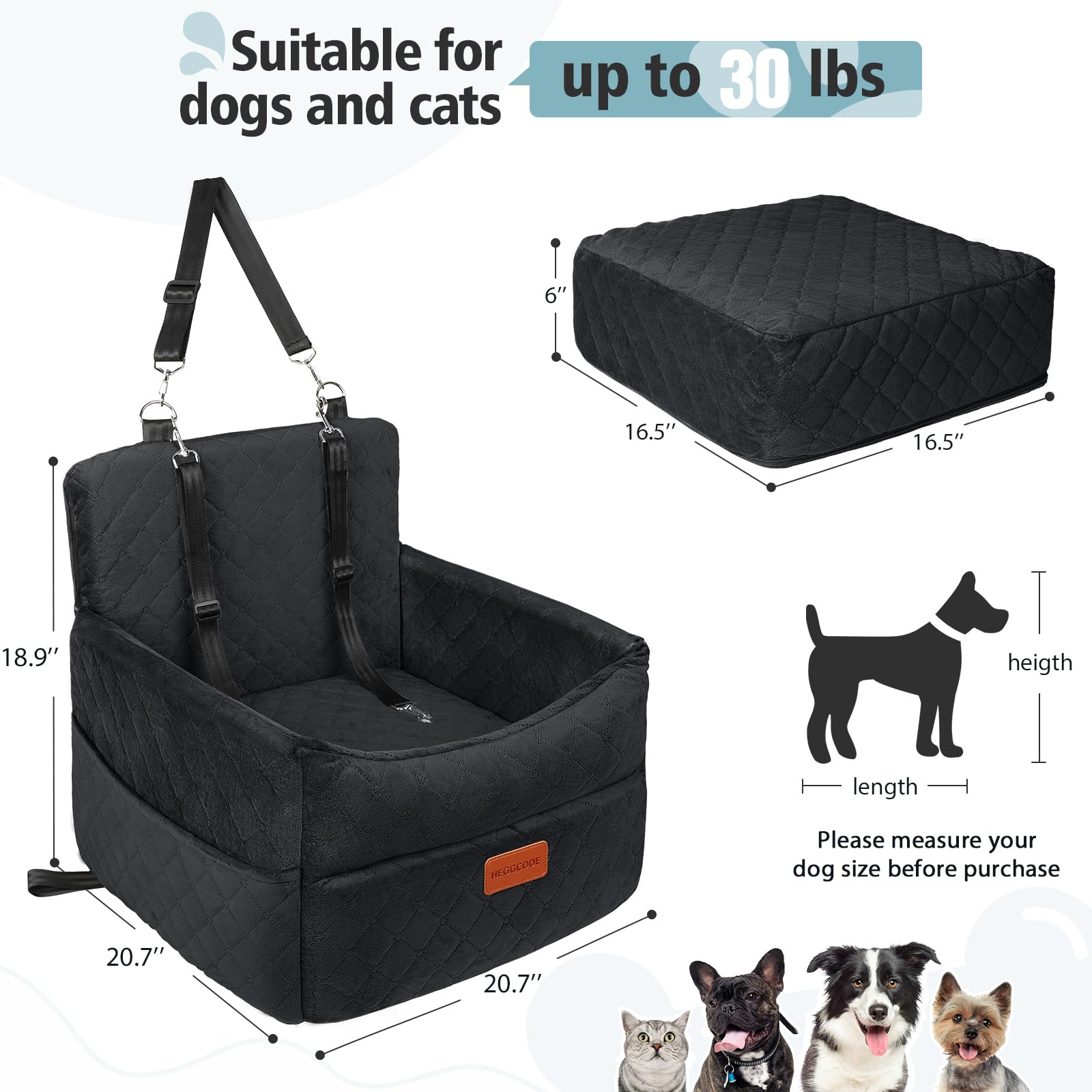 Foto 4 pulgar | Asiento De Coche Para Perros Heggcooe, Pequeño Refuerzo De Espuma Viscoelástica, 15 Kg Como Máximo - Venta Internaci