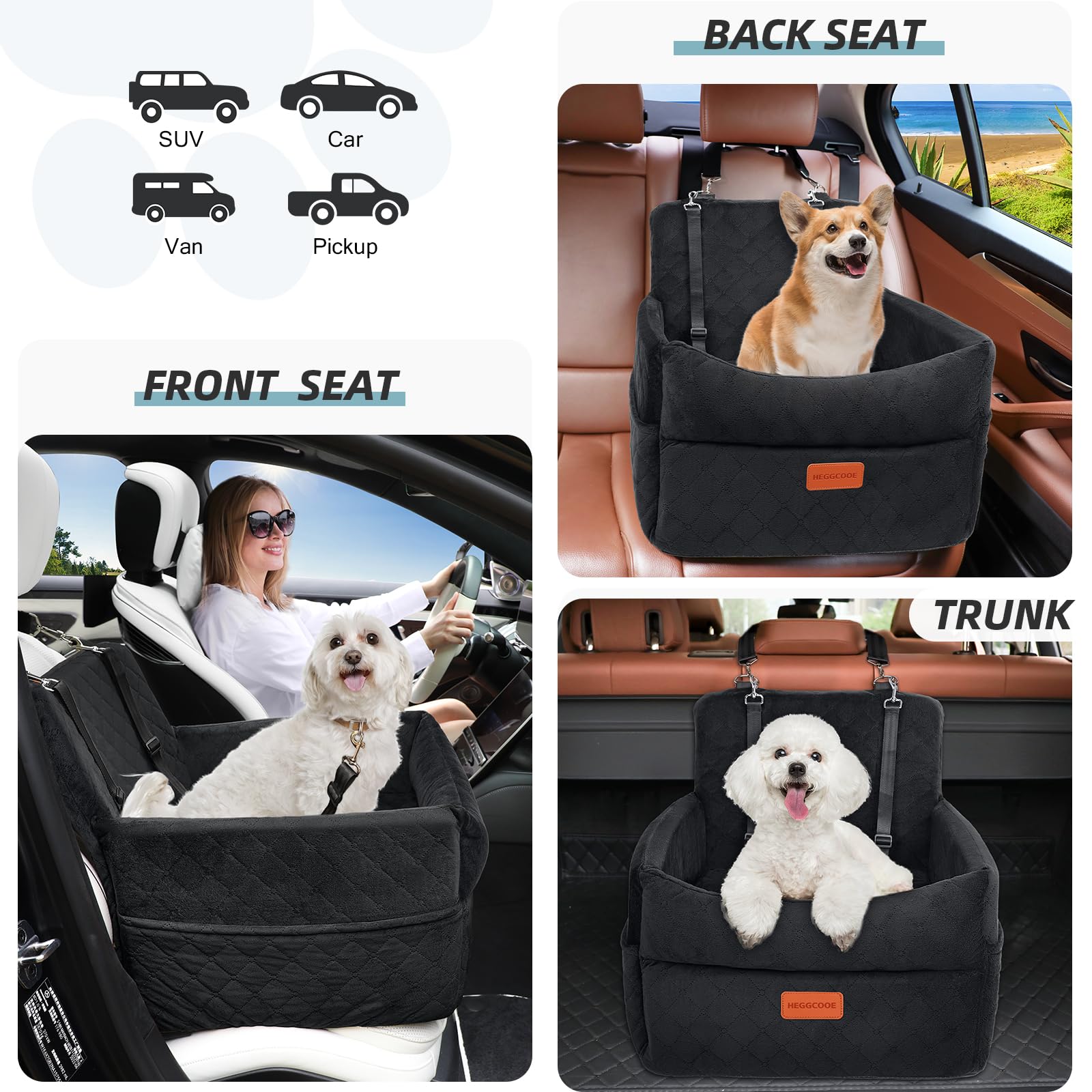 Foto 6 pulgar | Asiento De Coche Para Perros Heggcooe, Pequeño Refuerzo De Espuma Viscoelástica, 15 Kg Como Máximo - Venta Internaci