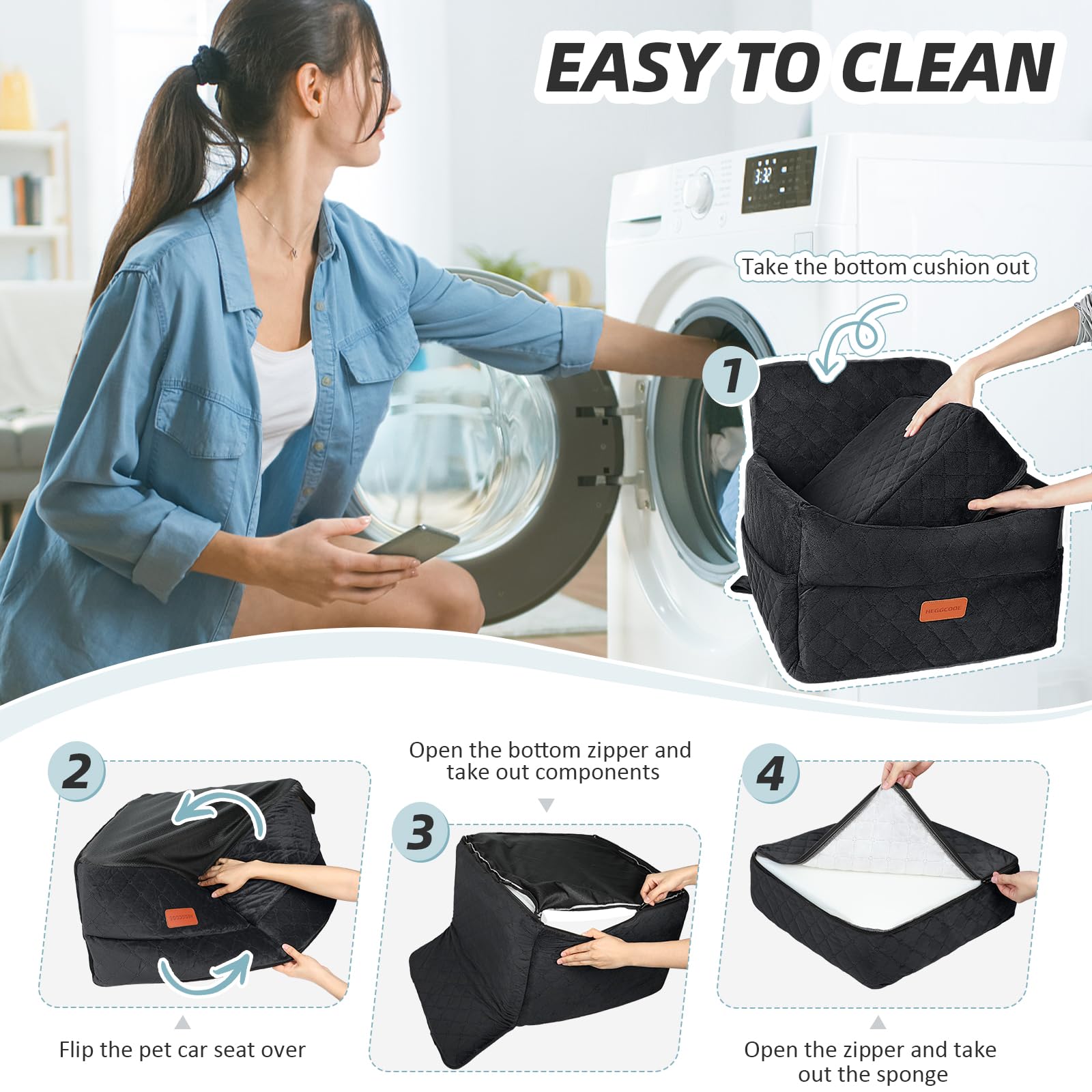 Foto 7 pulgar | Asiento De Coche Para Perros Heggcooe, Pequeño Refuerzo De Espuma Viscoelástica, 15 Kg Como Máximo - Venta Internaci