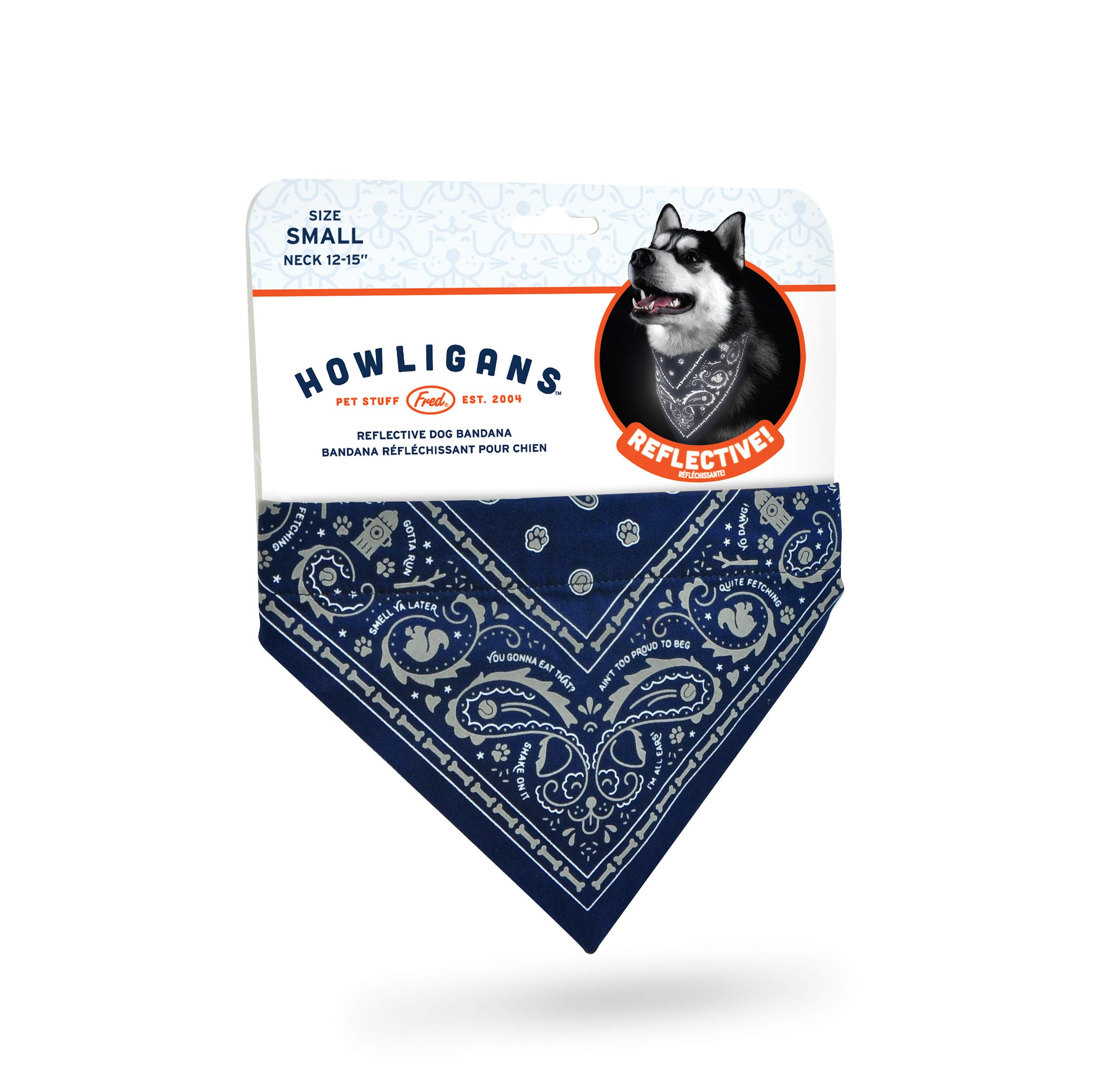 Foto 5 pulgar | Bandana Para Perro Genuina Fred Howligans, Tamaño Pequeño, Azul Marino, Reflectante - Venta Internacional.