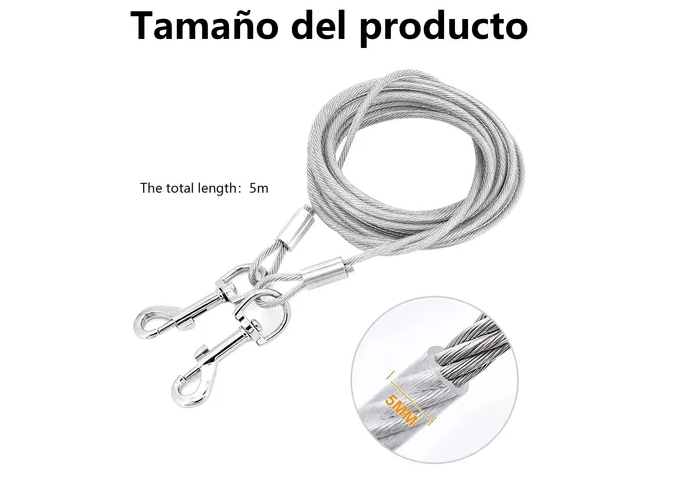 Foto 3 pulgar | Correa Xtellar De Acero Premium Para Perros Grandes  5m  Extra Reforzada