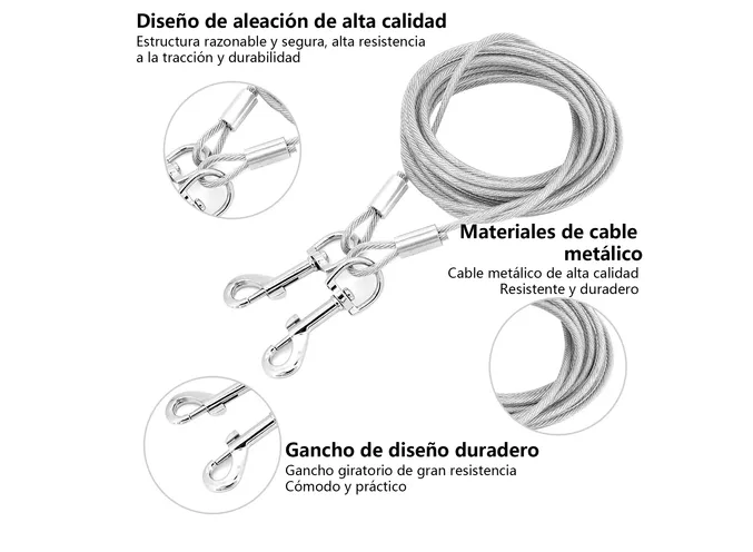 Foto 5 pulgar | Correa Xtellar De Acero Premium Para Perros Grandes  5m  Extra Reforzada