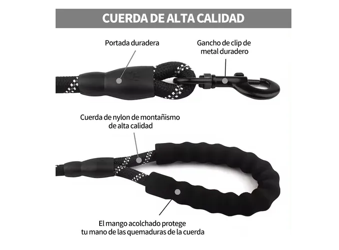 Foto 3 pulgar | Juego De Correa Y Collar Para Perros Xtellar  Alto Rendimiento  Reflectantes En Negro