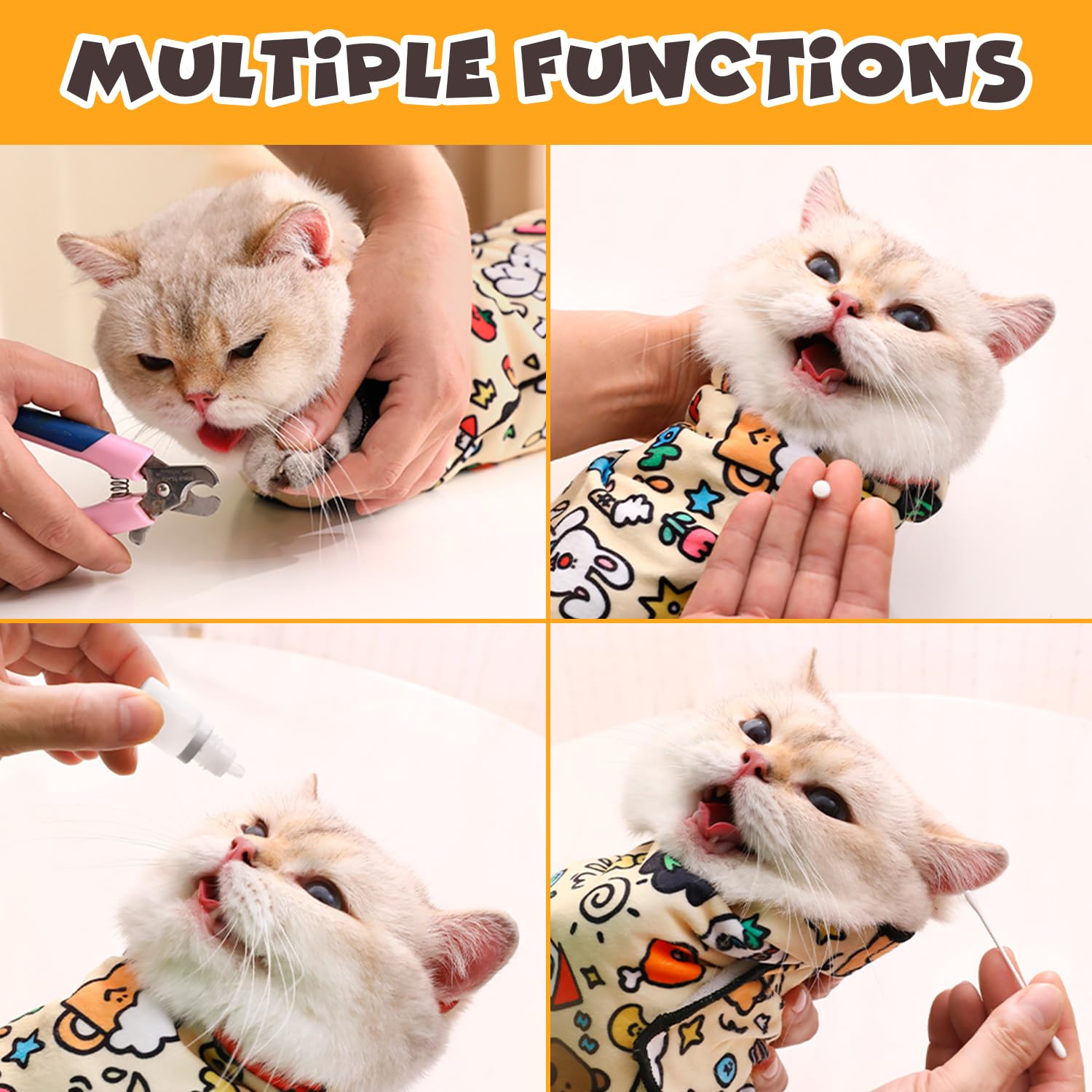 Foto 8 pulgar | Manta Suave Autoadhesiva Para Gatos Grooming Wrap, 4,5 A 6 Kg - Venta Internacional.