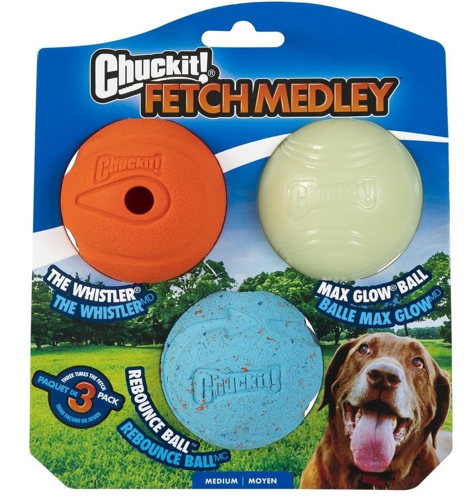 Pelota Para Perros Chuckit Fetch Medley Para Perros Dog Toys, Paquete Mediano De 3 - Venta Internacional.