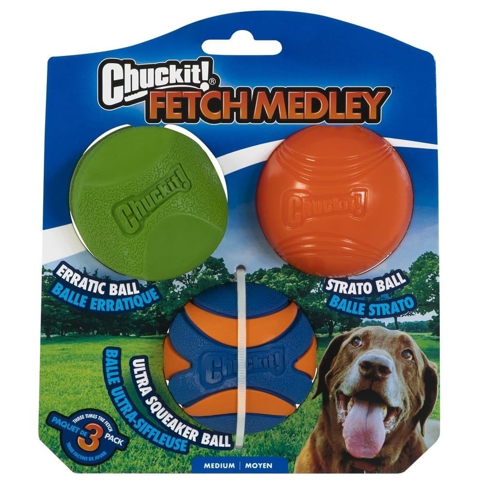 Foto 2 pulgar | Pelota Para Perros Chuckit Fetch Medley Para Perros De Raza Mediana, Paquete De 3 - Venta Internacional.