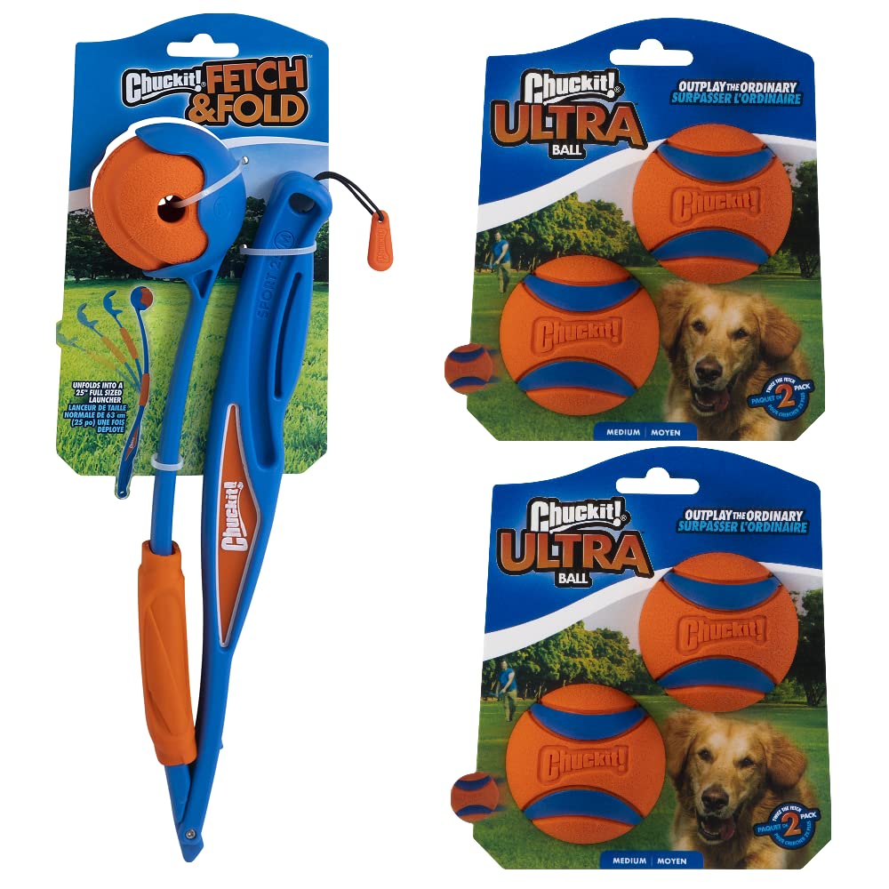 Foto 2 pulgar | ¡lanzador De Bolas Dog Fetch & Fold Con Paquete De 4 Unidades Ultra Ball Chuckit! - Venta Internacional.
