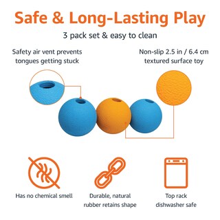 Foto 2 | Pelotas De Goma Para Perros Amazon Basics, 6,4 Cm, Paquete De 3 - Venta Internacional.