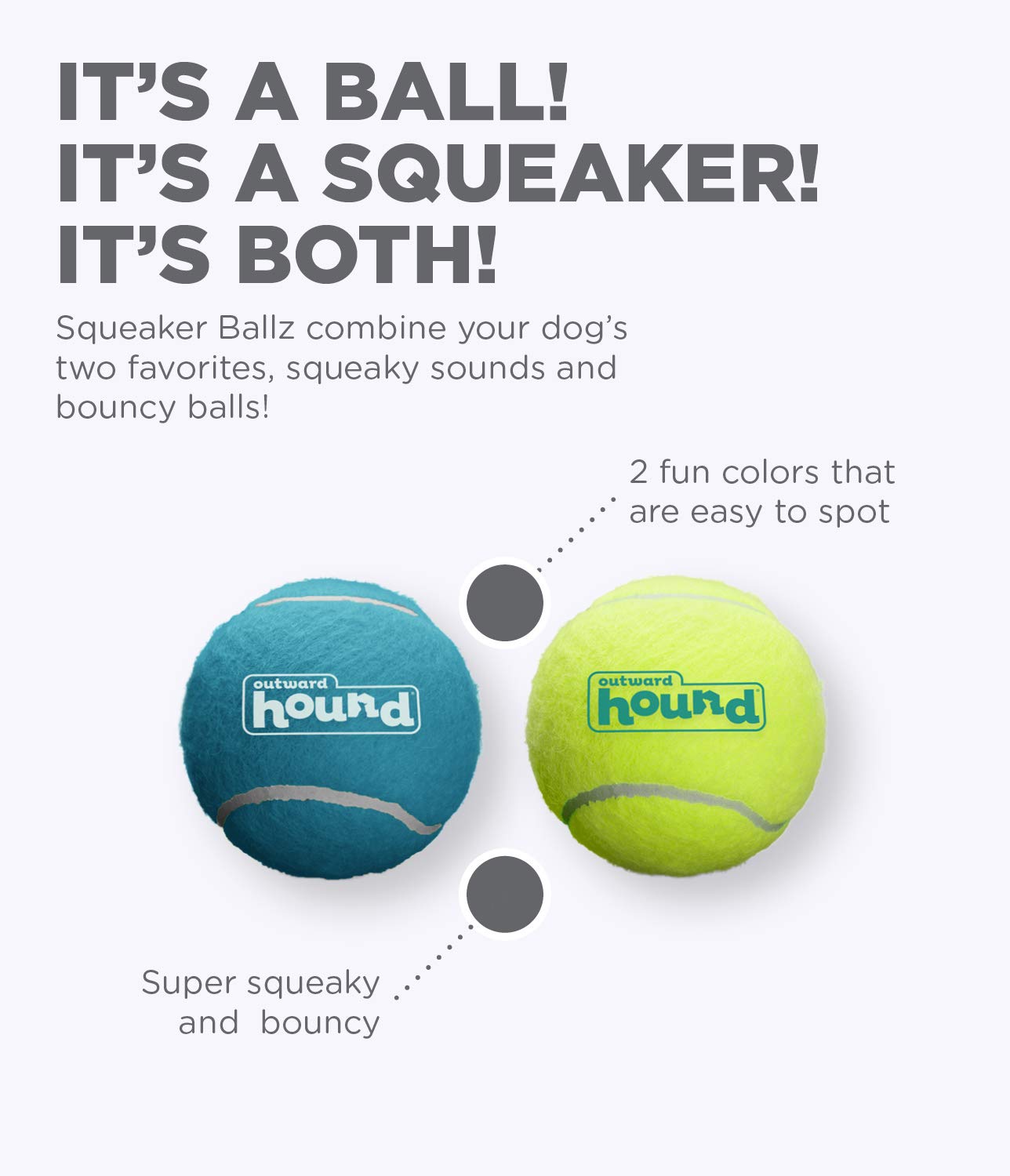 Foto 3 pulgar | Juguete Para Perros Outward Hound Squeaker Ballz Fetch, Tamaño Grande, Paquete De 2 - Venta Internacional.
