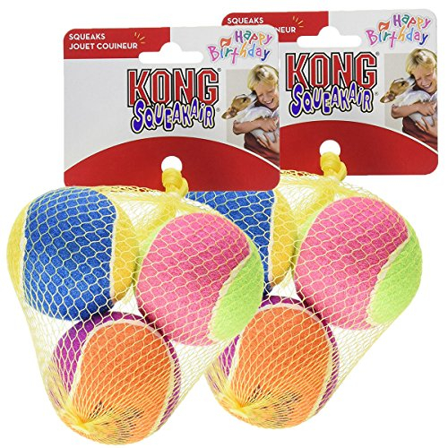 Bolas De Cumpleaños Dog Toy Kong Air Dog Squeakair, Tamaño Mediano (6 Bolas) - Venta Internacional.