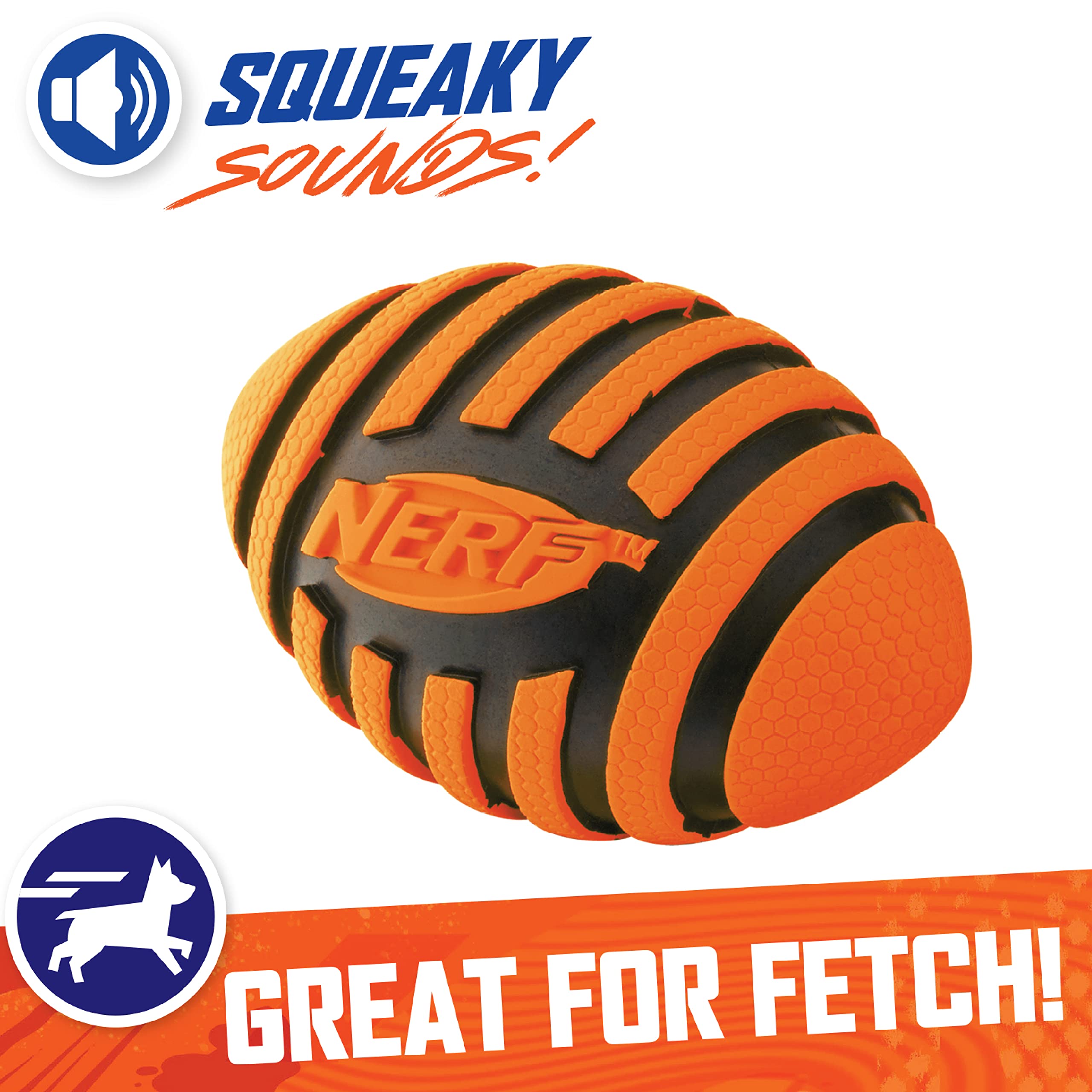 Foto 4 pulgar | Pelota De Fútbol De Goma Para Perros Nerf Con Chirriador En Espiral, Naranja - Venta Internacional.