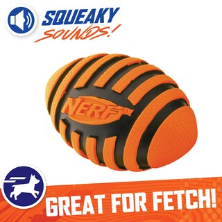 Foto 3 | Pelota De Fútbol De Goma Para Perros Nerf Con Chirriador En Espiral, Naranja - Venta Internacional.