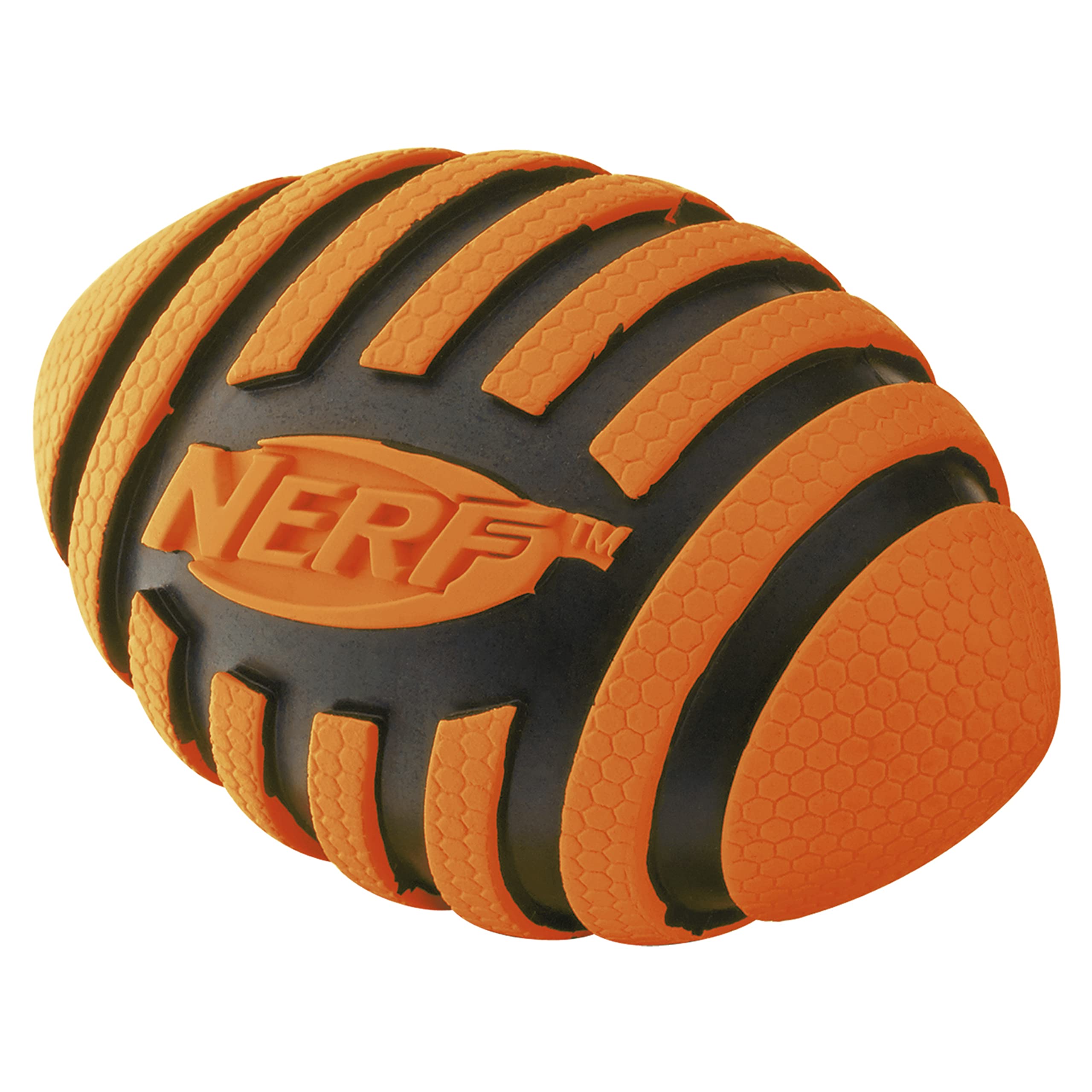 Foto 5 pulgar | Pelota De Fútbol De Goma Para Perros Nerf Con Chirriador En Espiral, Naranja - Venta Internacional.