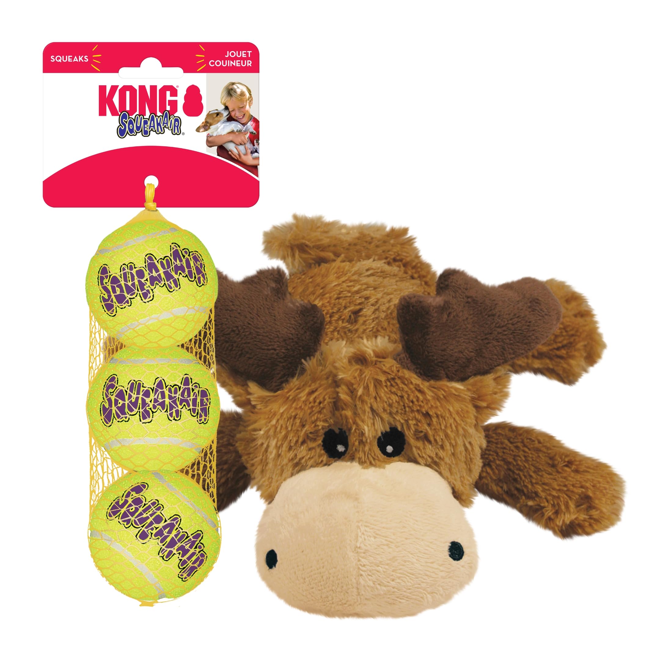 Foto 1 | Pack De 3 Pelotas Kong Cozie Marvin Moose & Squeakair De Pet Supplies - Venta Internacional.