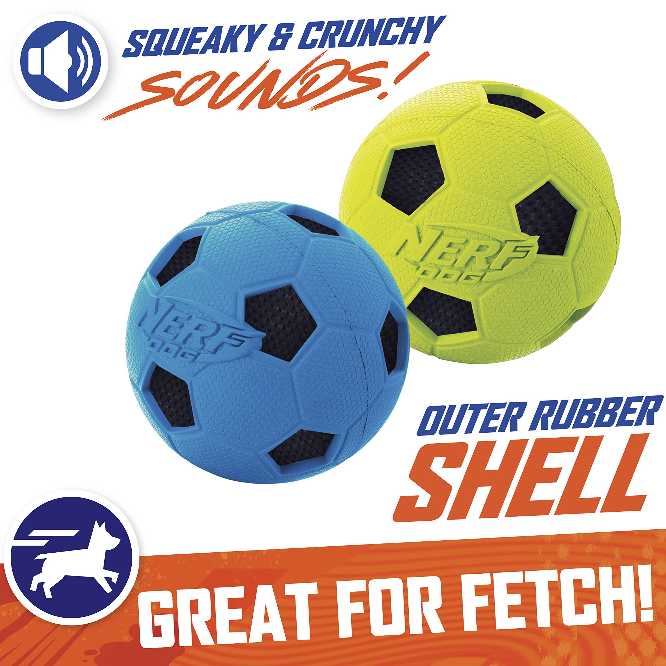 Foto 4 pulgar | Balón De Fútbol Para Perros Dog Toy Nerf Con Interactive Crunch, Paquete De 3 Pulgadas Y 2 - Venta Internacional.