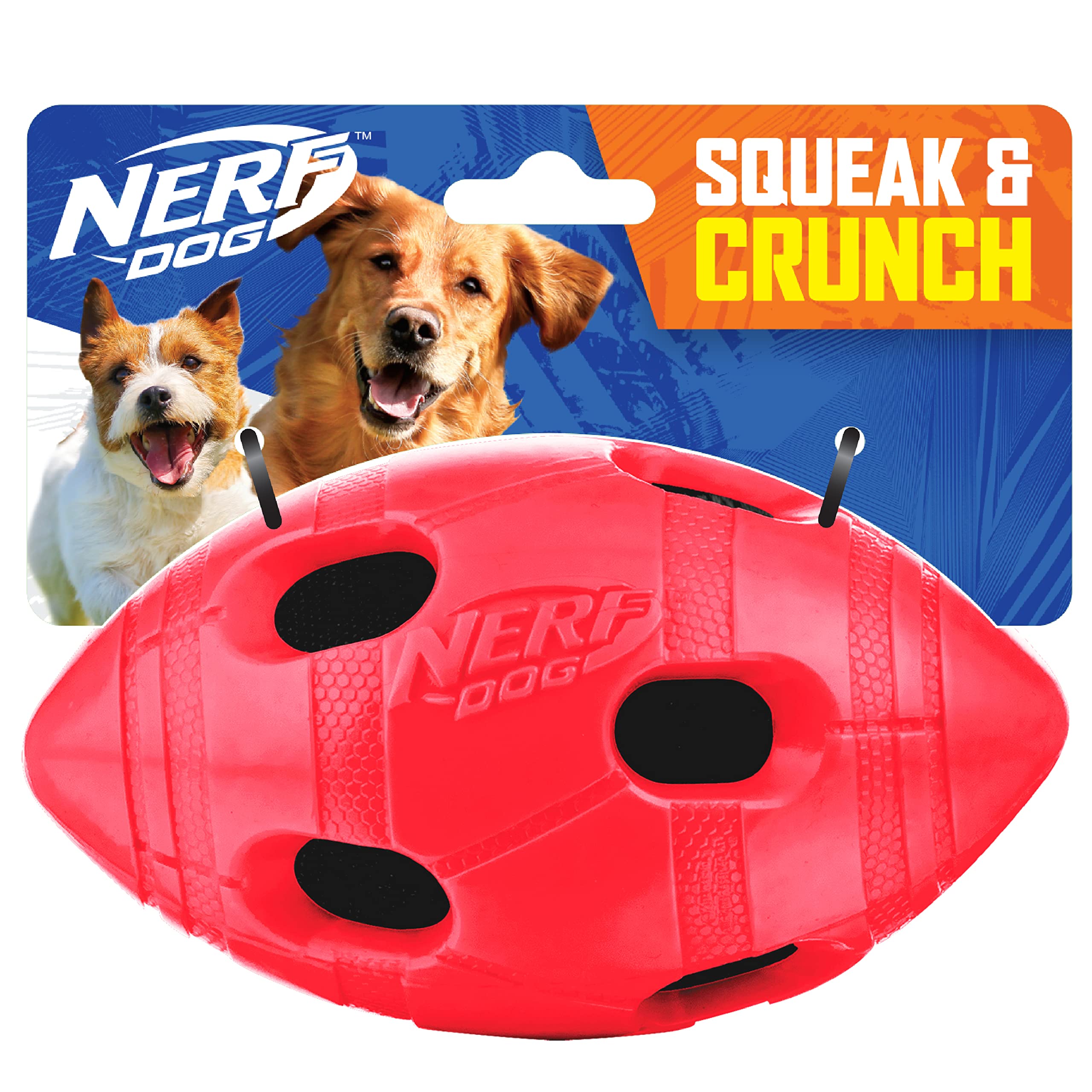 Foto 2 pulgar | Pelota De Fútbol De Goma Para Perros Nerf Dog Toy Con Squeaker & Crunch, Color Rojo - Venta Internacional.