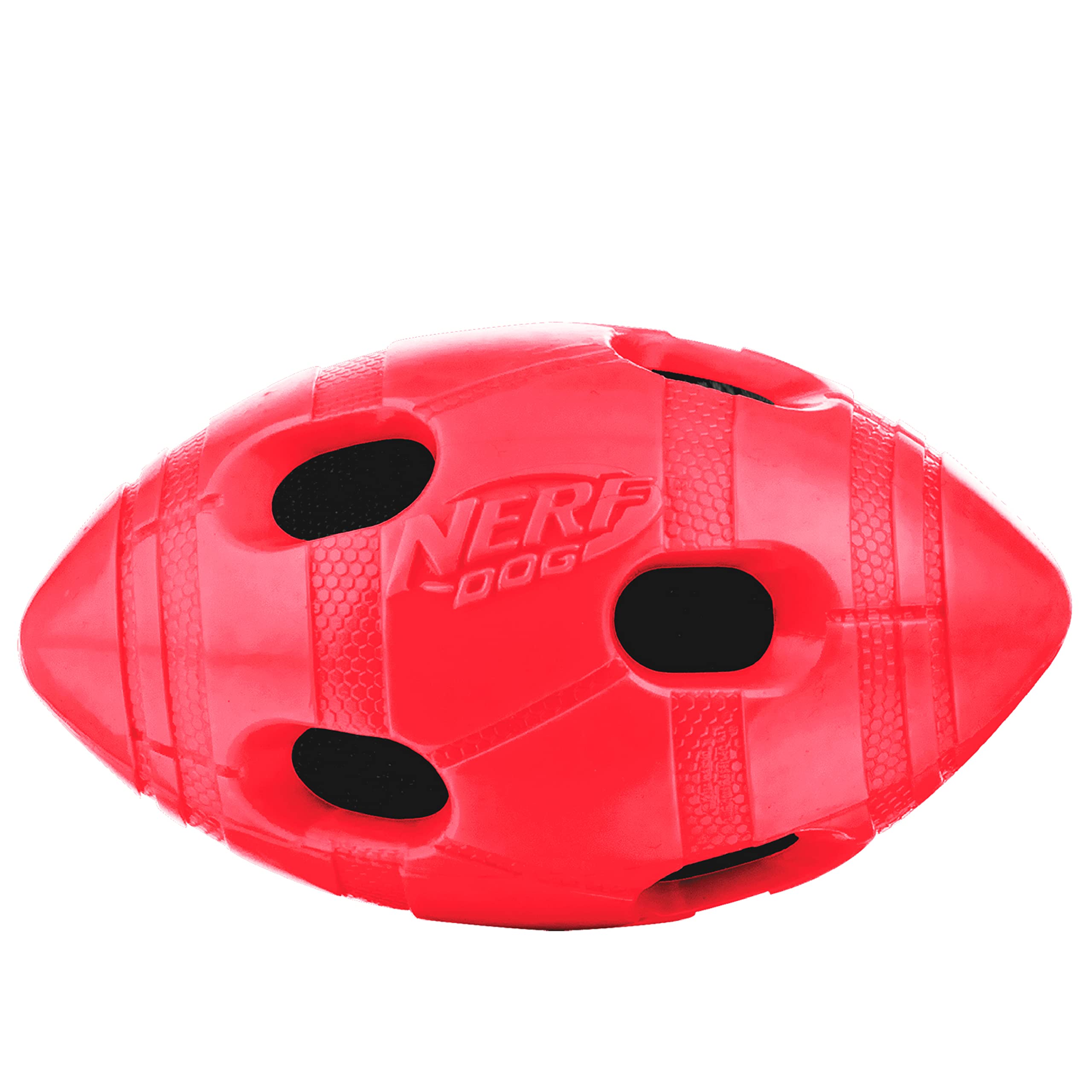 Foto 5 pulgar | Pelota De Fútbol De Goma Para Perros Nerf Dog Toy Con Squeaker & Crunch, Color Rojo - Venta Internacional.