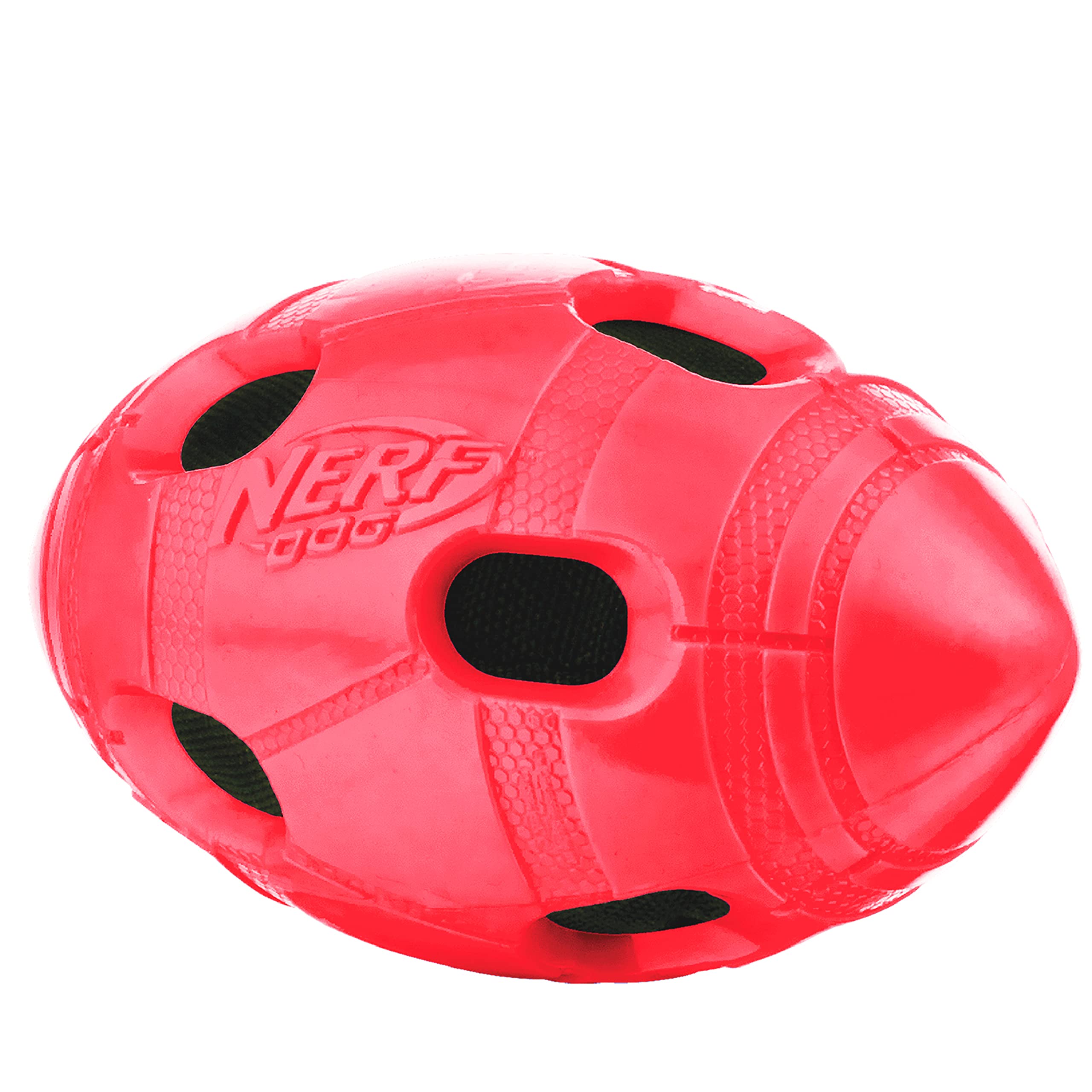 Foto 5 | Pelota De Fútbol De Goma Para Perros Nerf Dog Toy Con Squeaker & Crunch, Color Rojo - Venta Internacional.