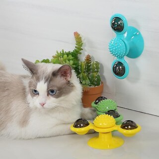 Foto 5 | Molino De Viento Interactivo Para Gatos Huoguo, Rompecabezas De Entrenamiento, Azul - Venta Internacional.