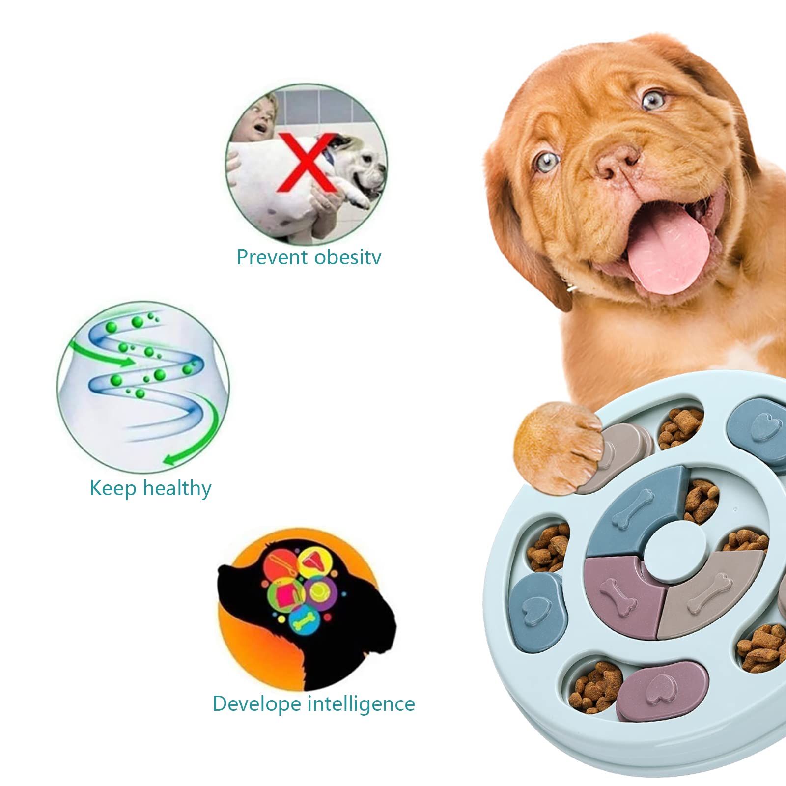Foto 6 pulgar | Dog Puzzle Toy Dr Catch Food Feeder Iq Training Blue - Venta Internacional.